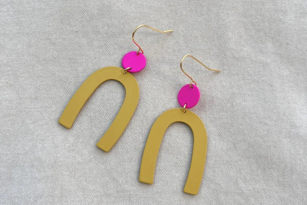 Jack & Freda jewellery yellow mustard & pink