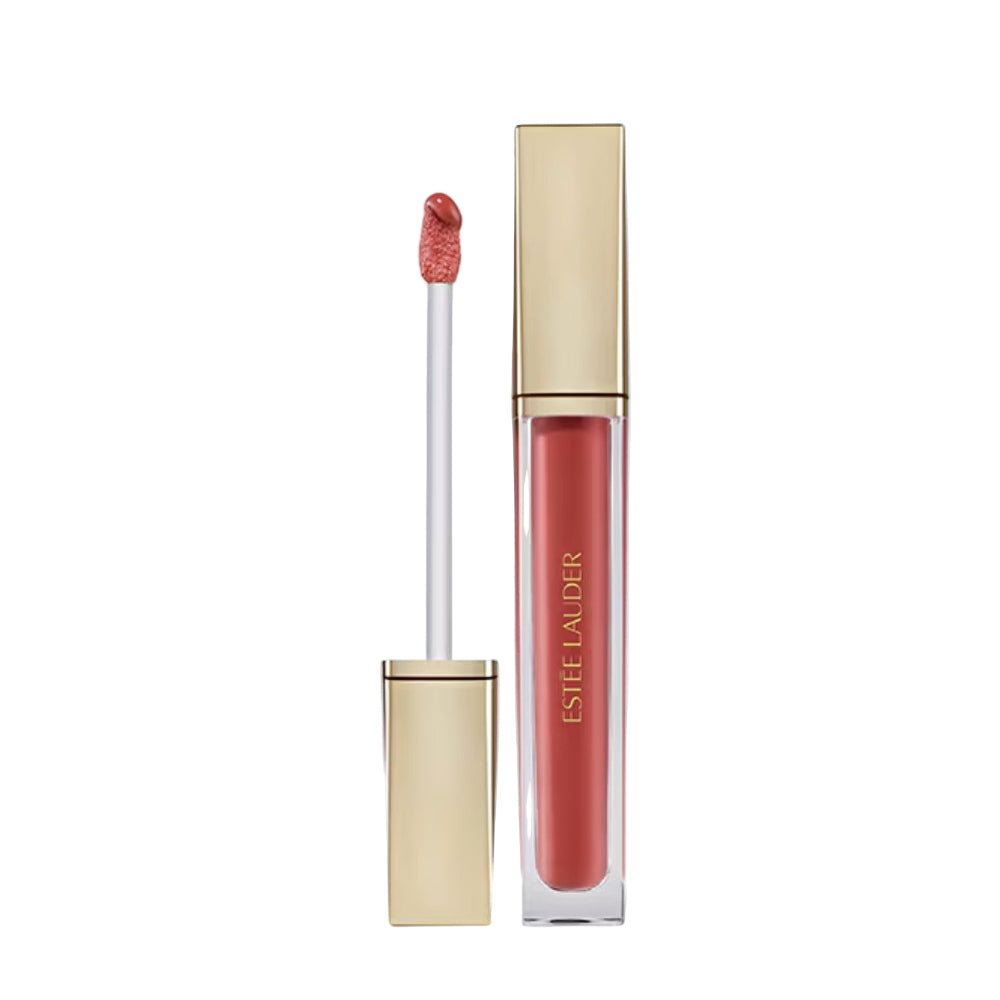 Estée Lauder lip gloss with applicator on a white background