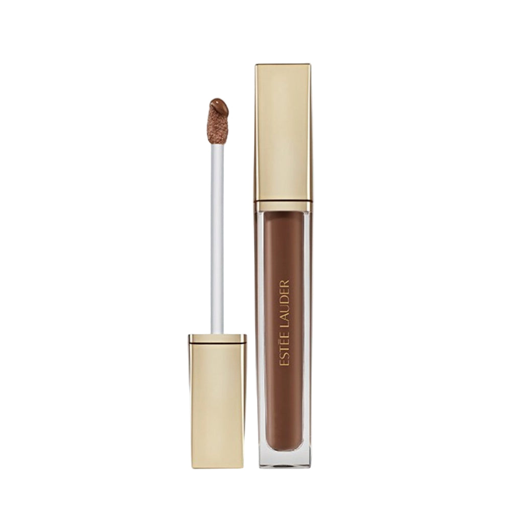 Estee Lauder lip gloss with applicator on a light gray background