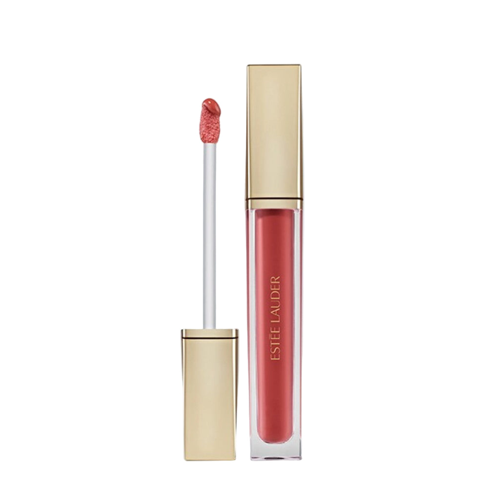 Estee Lauder lip gloss with applicator on a white background