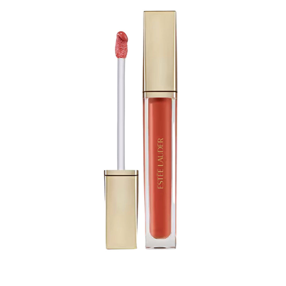 Estée Lauder lip gloss with applicator on a light gray background