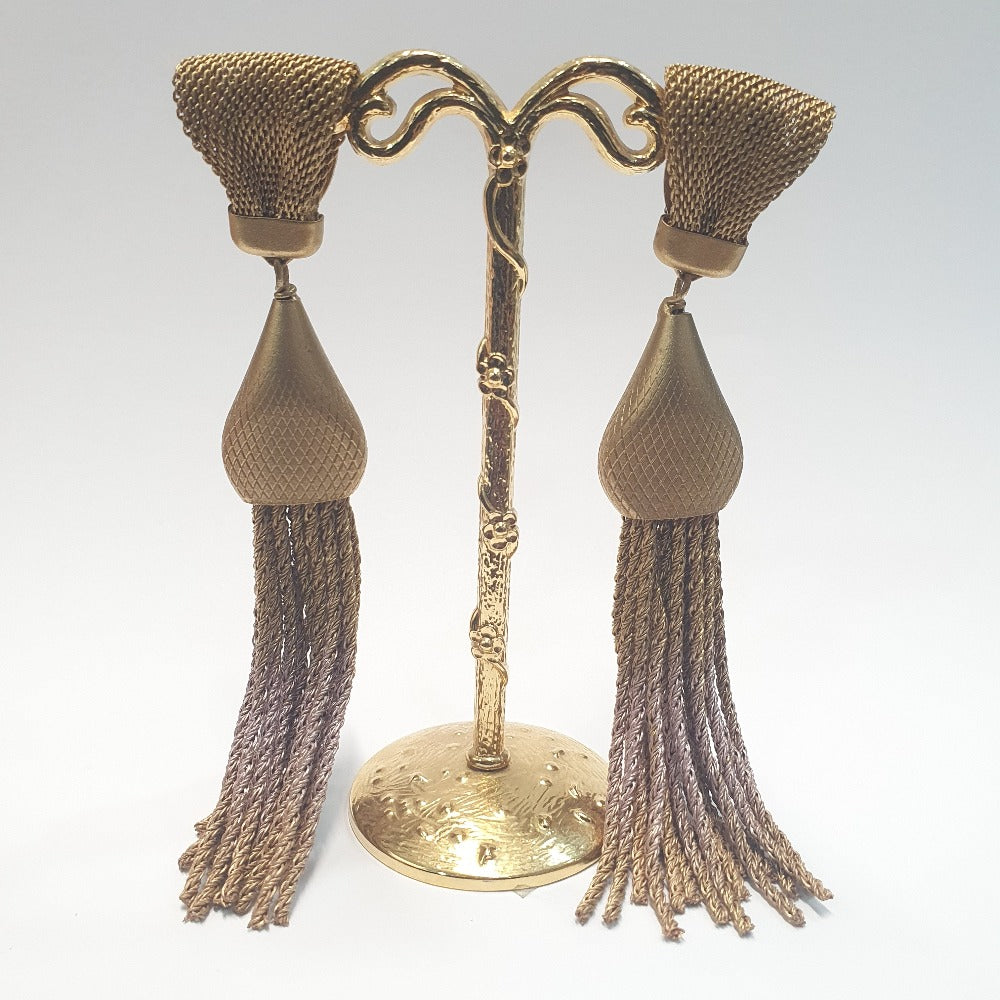 Sarah Cavender Metalworks Jewellery - Grand Tassel Earrings With Onion Dome Cap