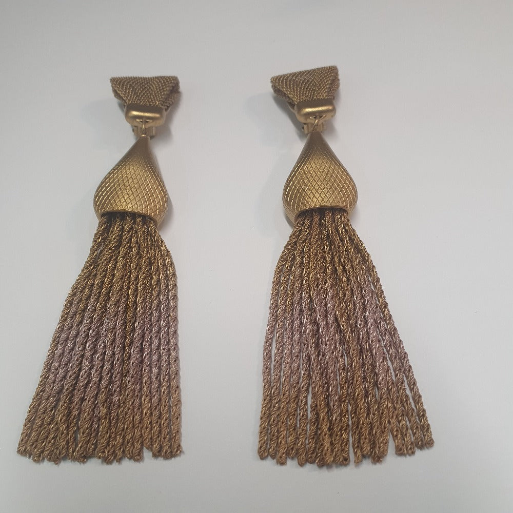Sarah Cavender Metalworks Jewellery - Grand Tassel Earrings With Onion Dome Cap