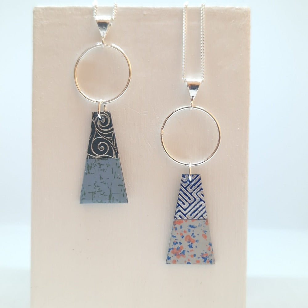 Circle & Dash - Reversible Trapeze Pendant Necklaces unique necklace jewellery