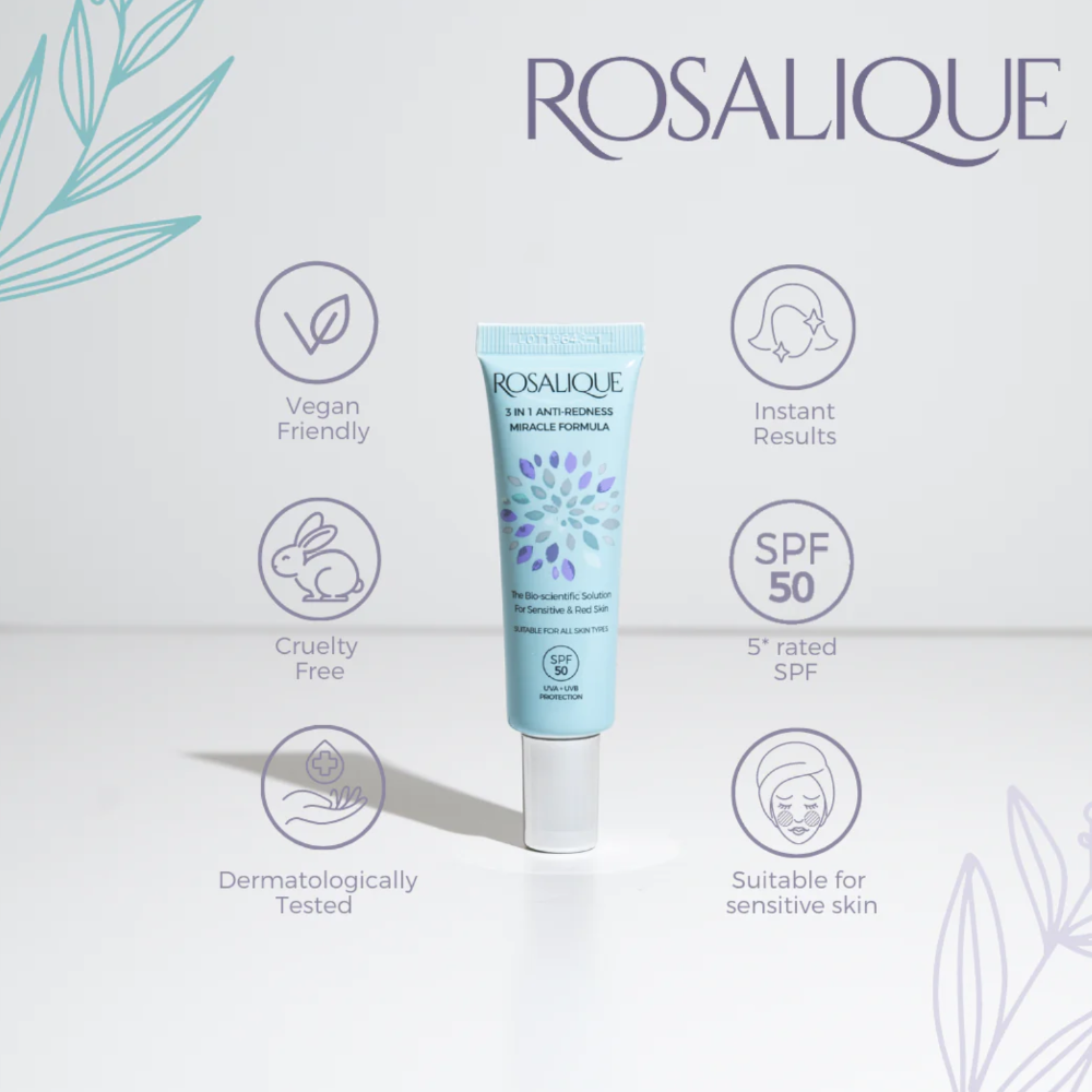 Rosalique 3-in-1 Anti-Redness Miracle Formula SPF50 Moisturiser 30ml
