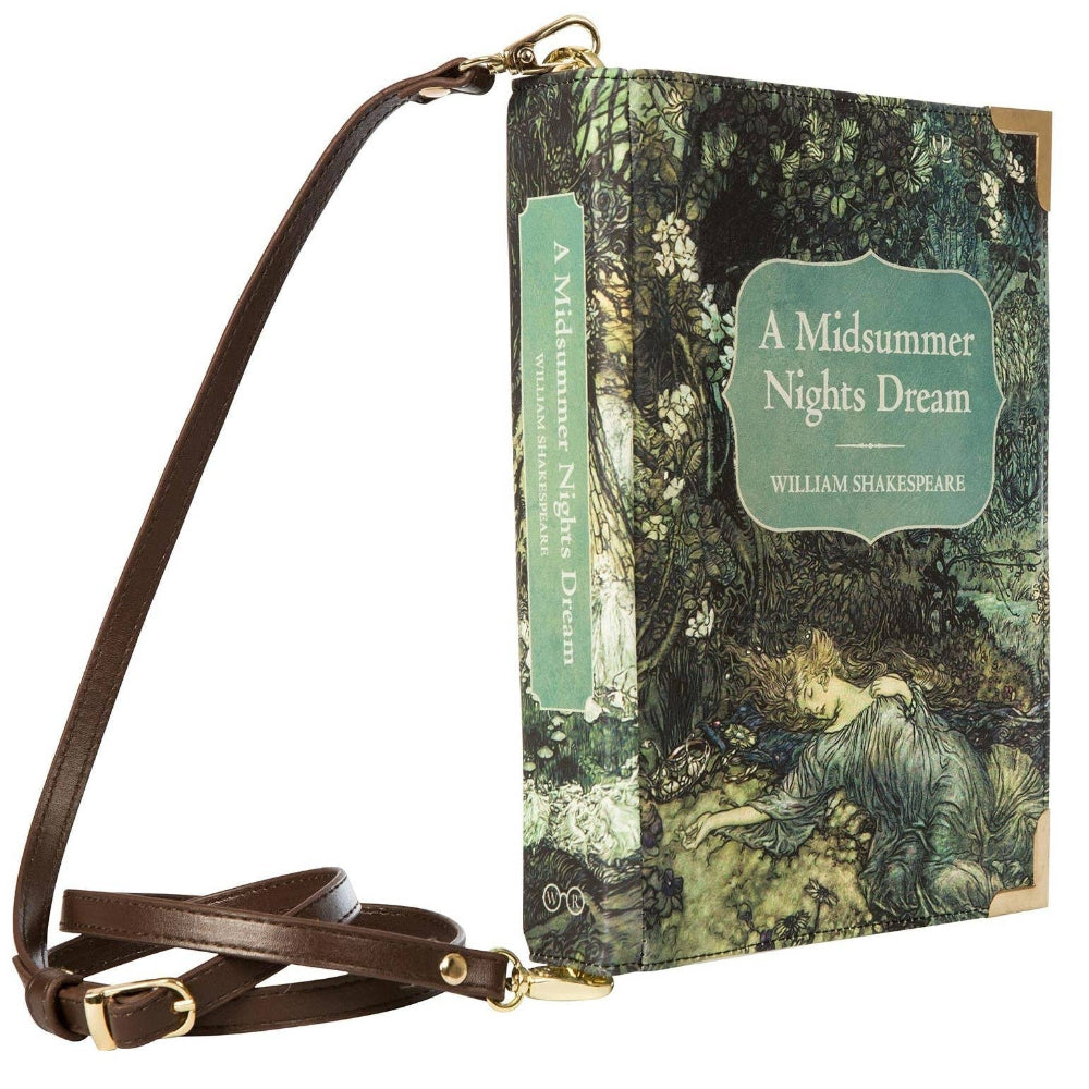 Book-shaped purse with 'A Midsummer Night's Dream' design on a white background