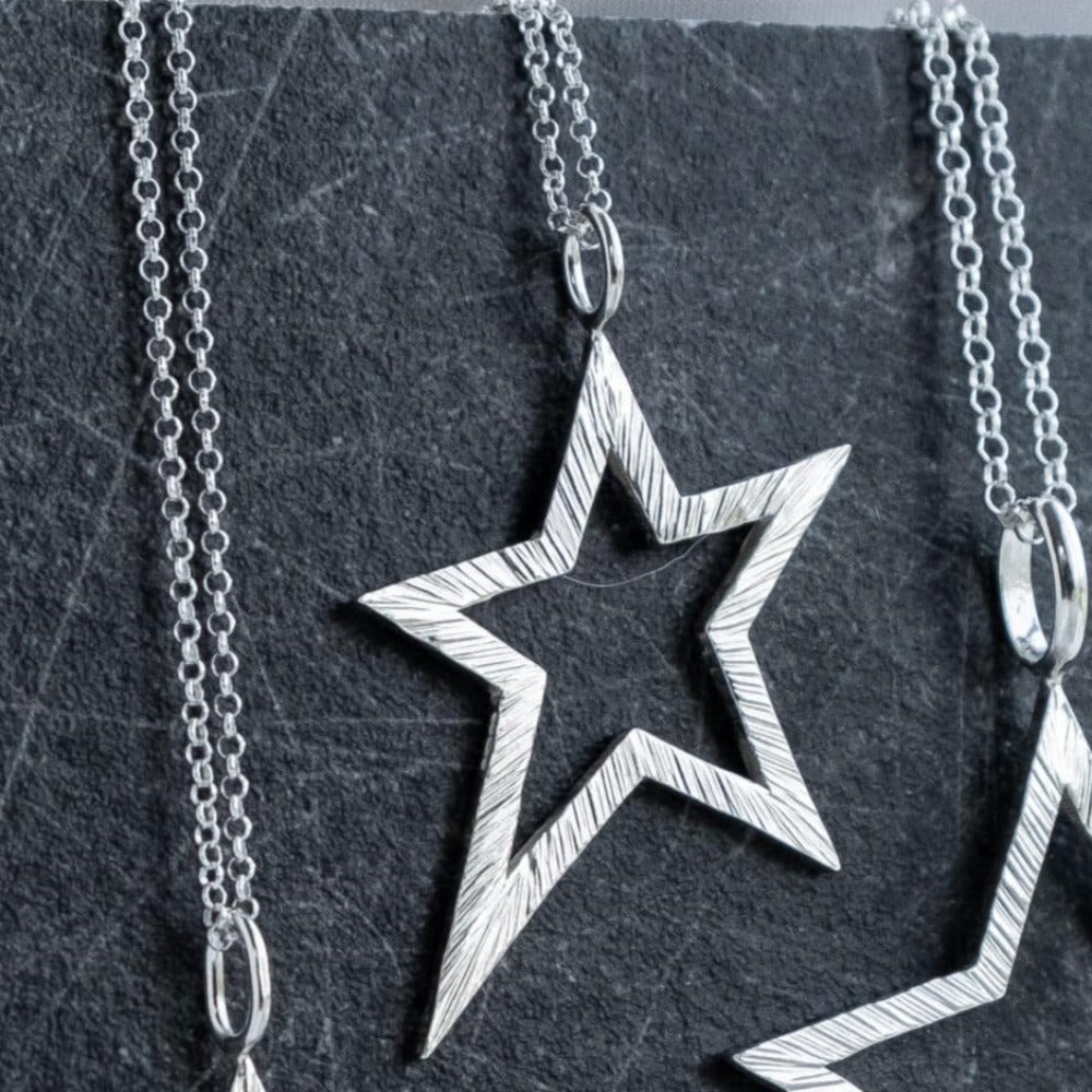 Holly Silver by Silver - Straburst Hammered Necklace medium