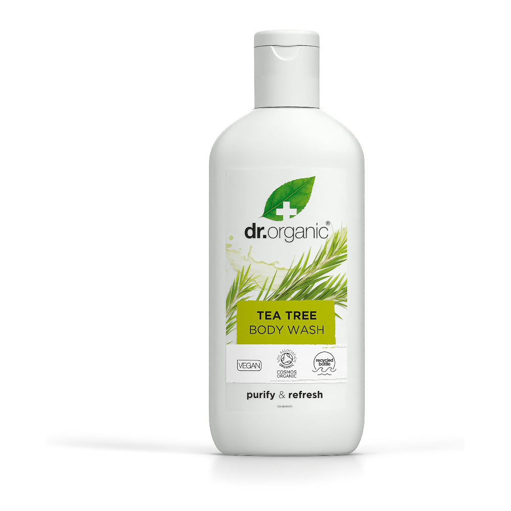Dr. Organic Tea Tree Body Wash bottle on a white background