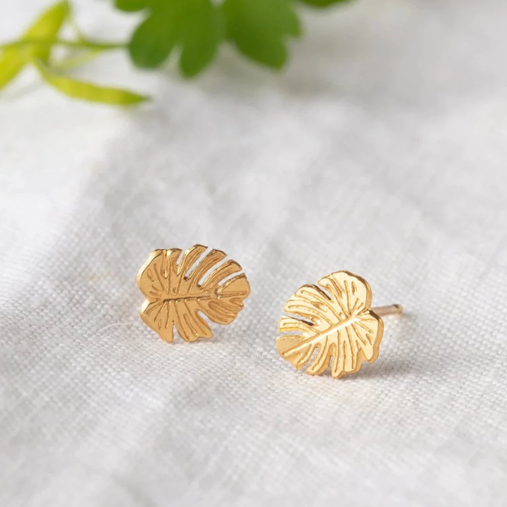 Amanda Coleman Handmade Monstera Leaf Stud Earrings
