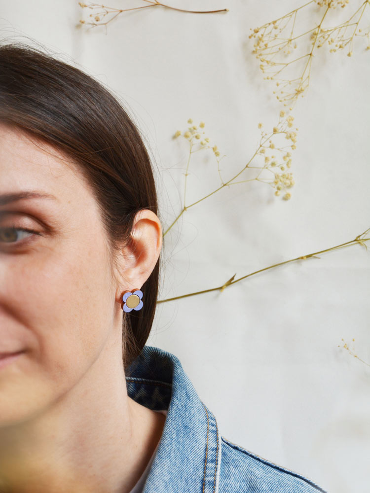 Pithy Luxury Jewellery - Flora Small Stud Earrings lilac