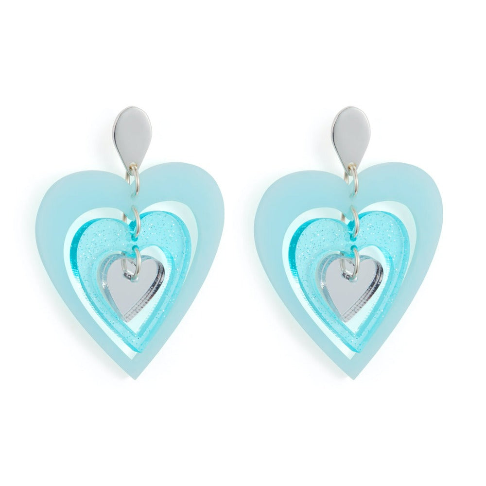 Toolally Pop Heart Earrings icy blue