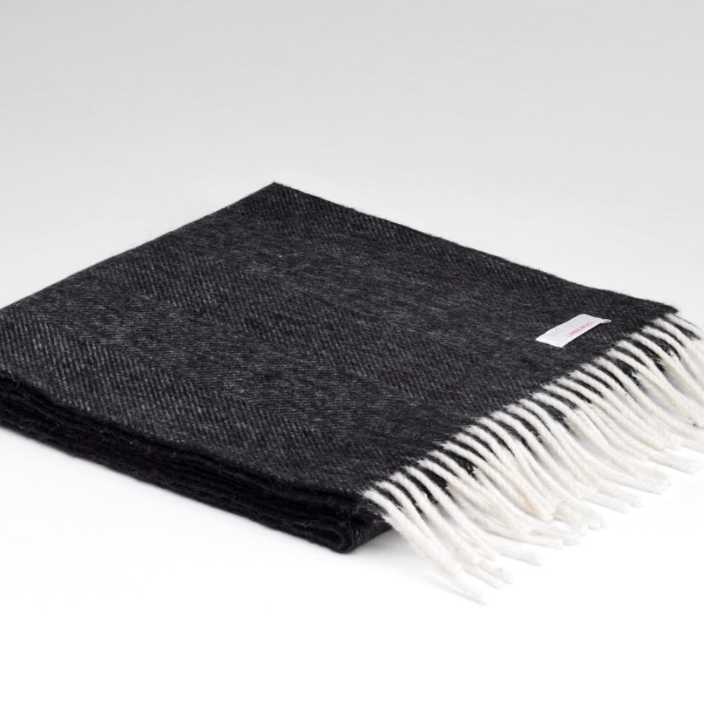 McNutt Scarf of Donegal - Lambswool Black Herringbone Scarf