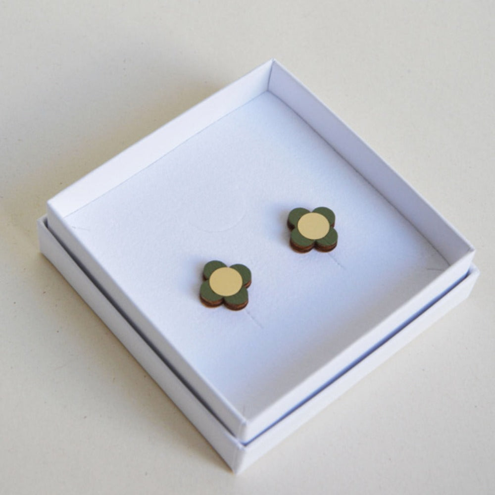 Pithy Luxury Jewellery - Flora Small Stud Earrings olive
