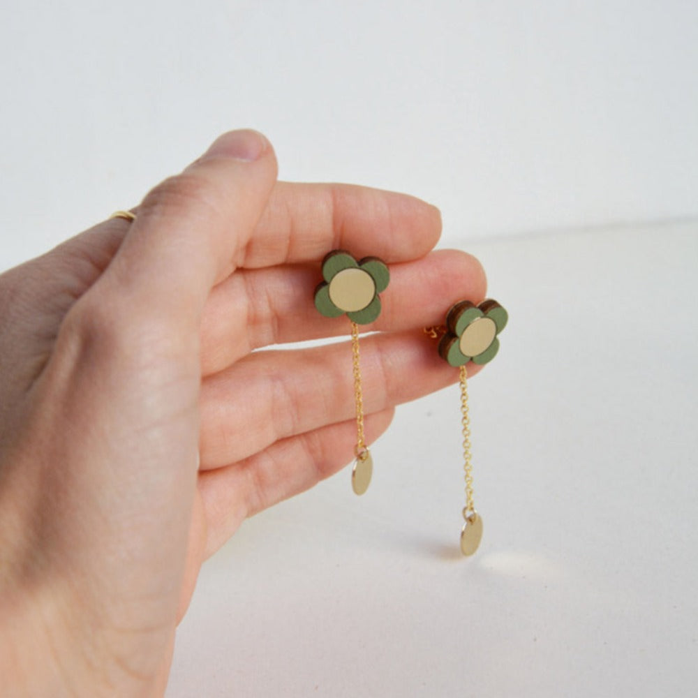 Pithy Luxury Jewellery - Flora Small Stud Earrings olive
