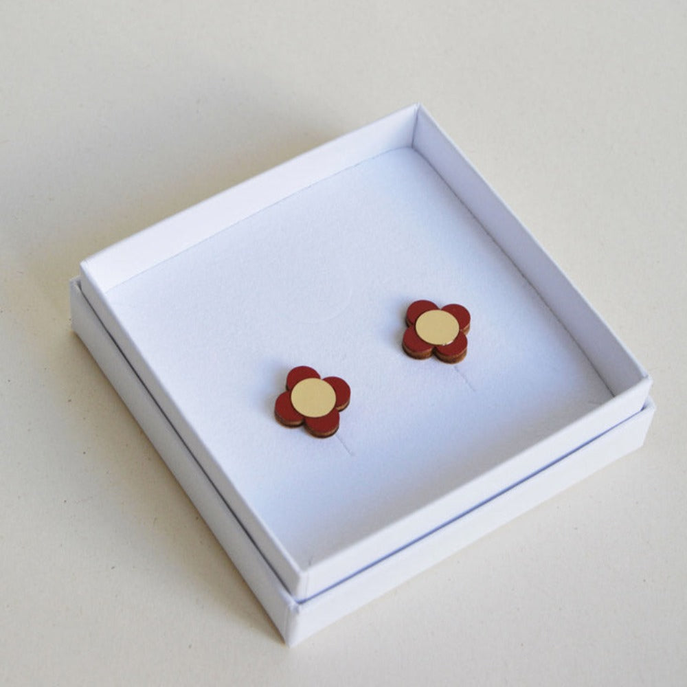 Pithy Luxury Jewellery - Flora Small Stud Earrings carmin red