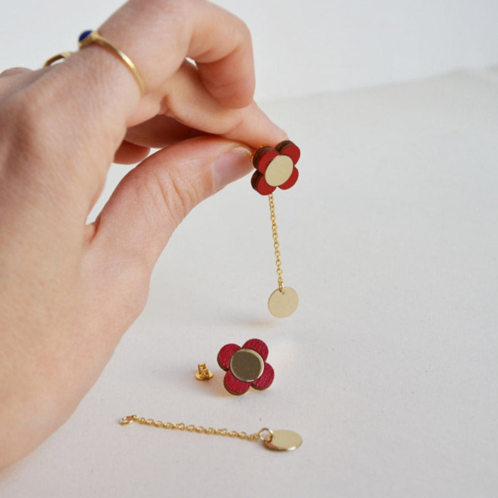 Pithy Luxury Jewellery - Flora Small Stud Earrings carmin red