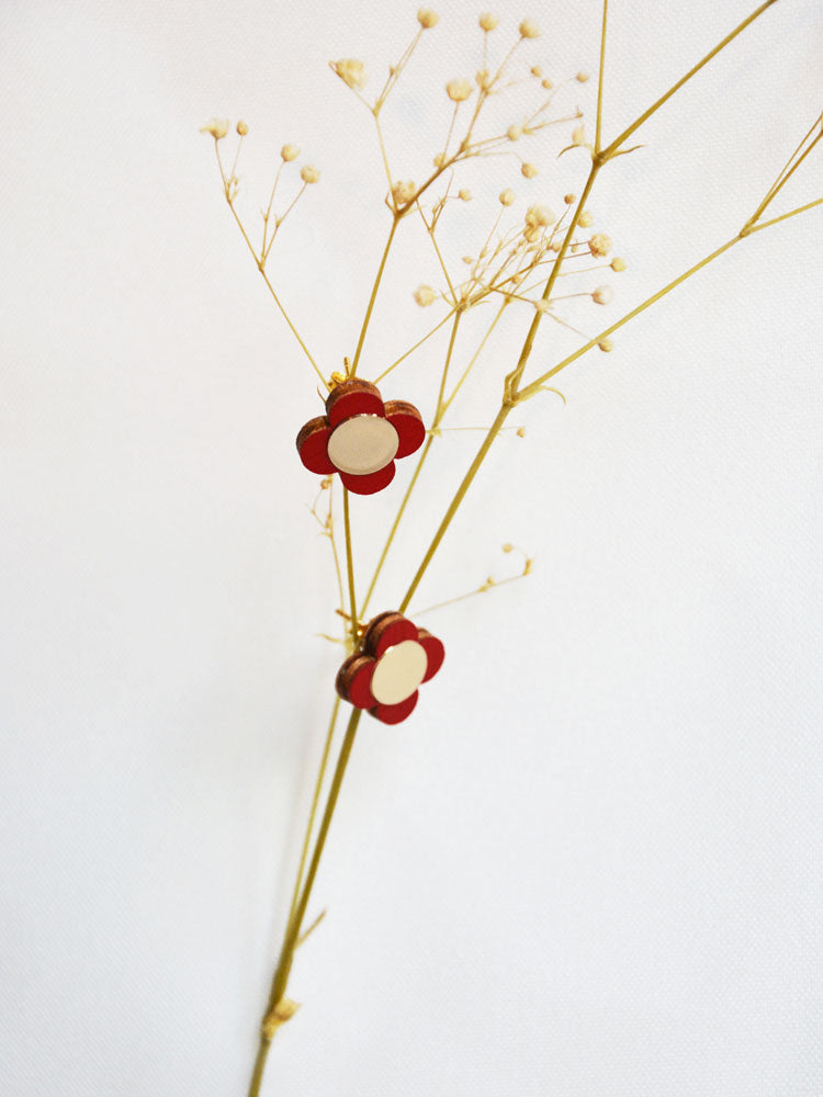 Pithy Luxury Jewellery - Flora Small Stud Earrings carmin red
