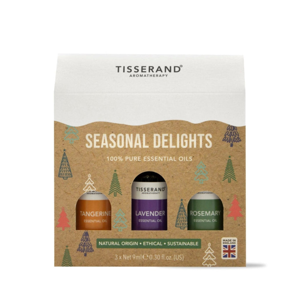 Tisserand Aromatherapy Seasonal Delights gift set packaging on a white background