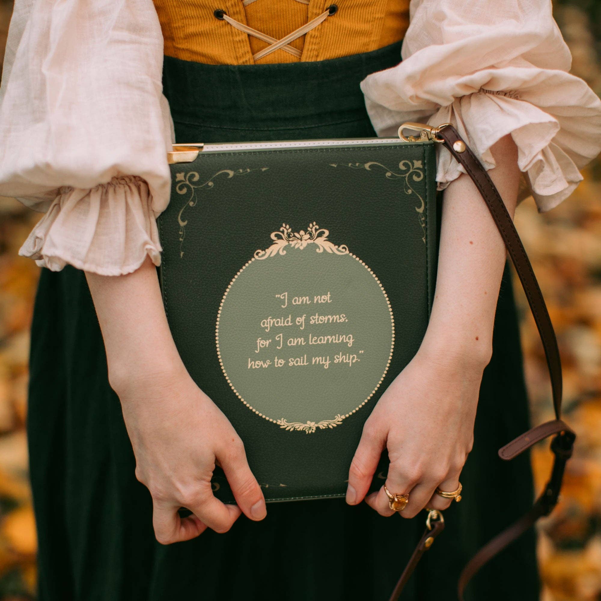 Book-shaped handbag with 'Little Women' design