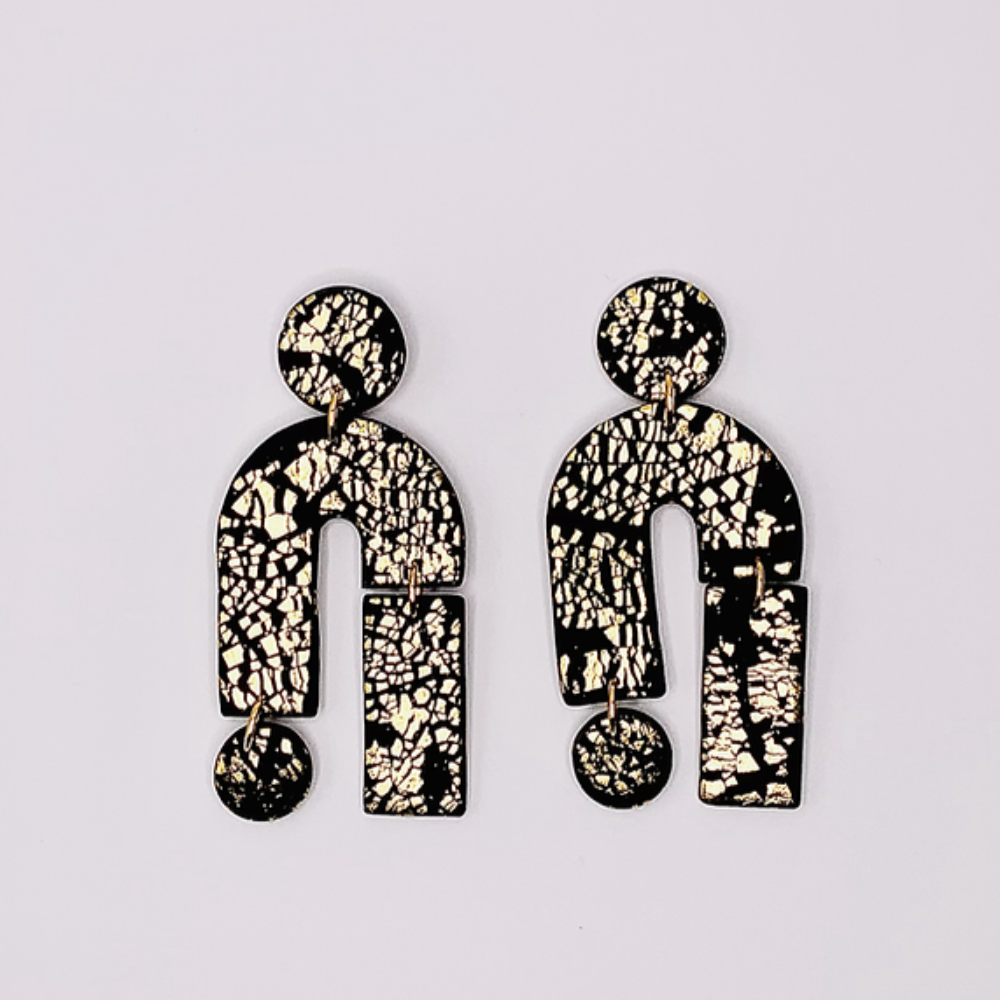 No Shrinking Violet - All That Glitter Statment Shape Medium Earrings