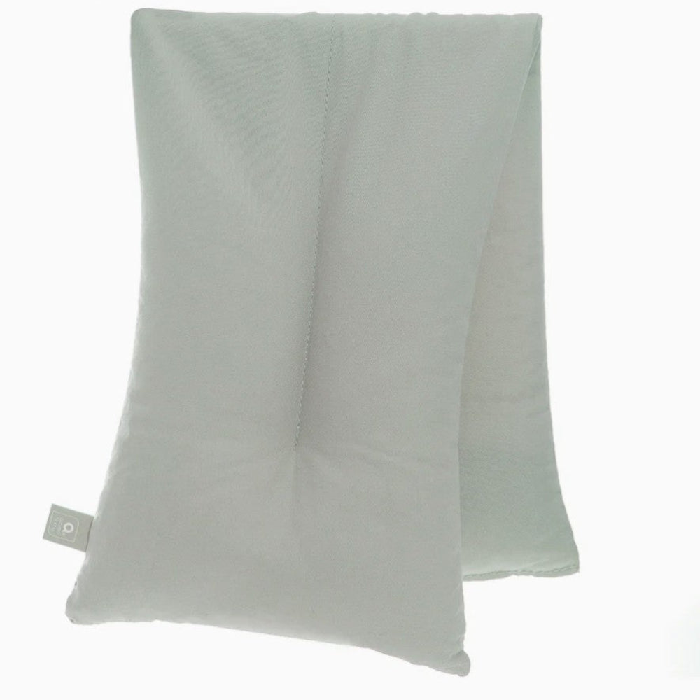 Folded light gray towel on a white background