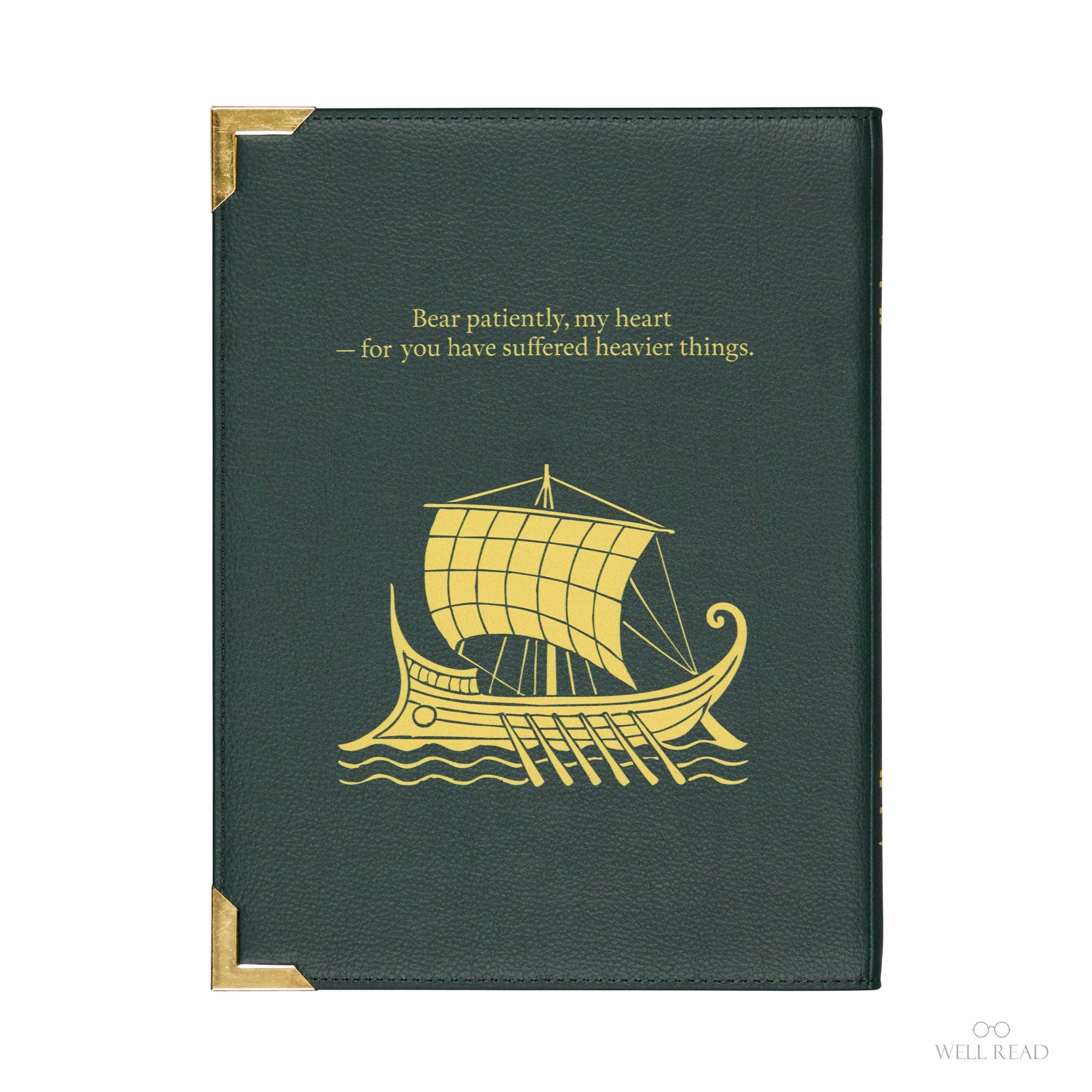 Book-shaped bag with 'Homer's Odyssey' design on a white background