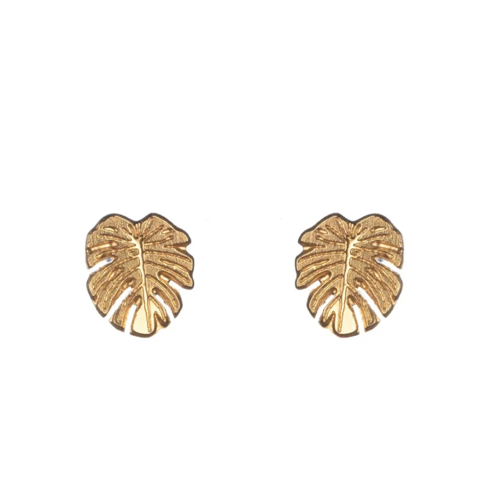 Amanda Coleman Handmade Monstera Leaf Stud Earrings