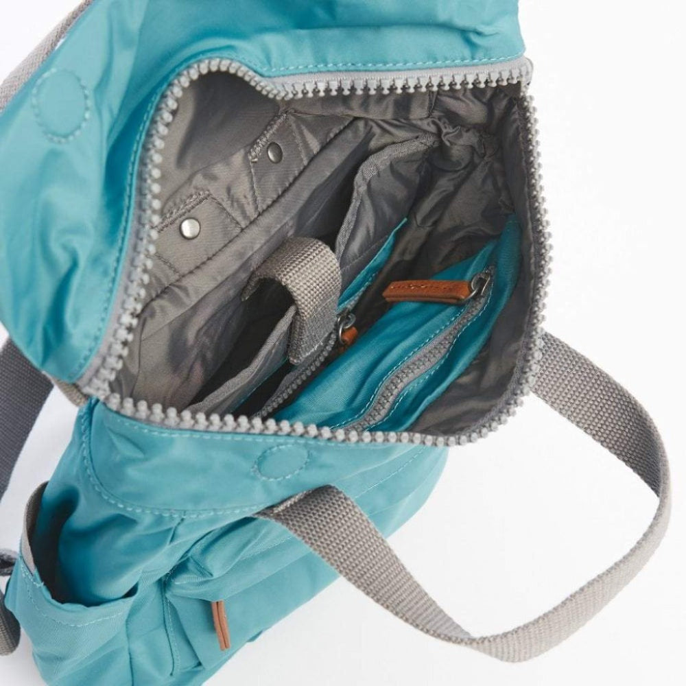 Roka London Canfield B Sustainable Backpack Blue Petrol Colour Small