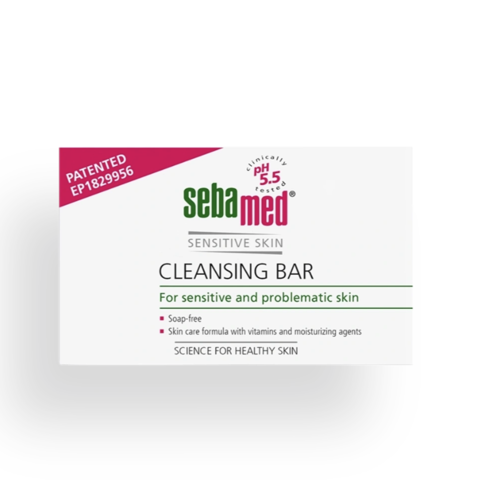 Sebamed cleansing bar packaging on a white background