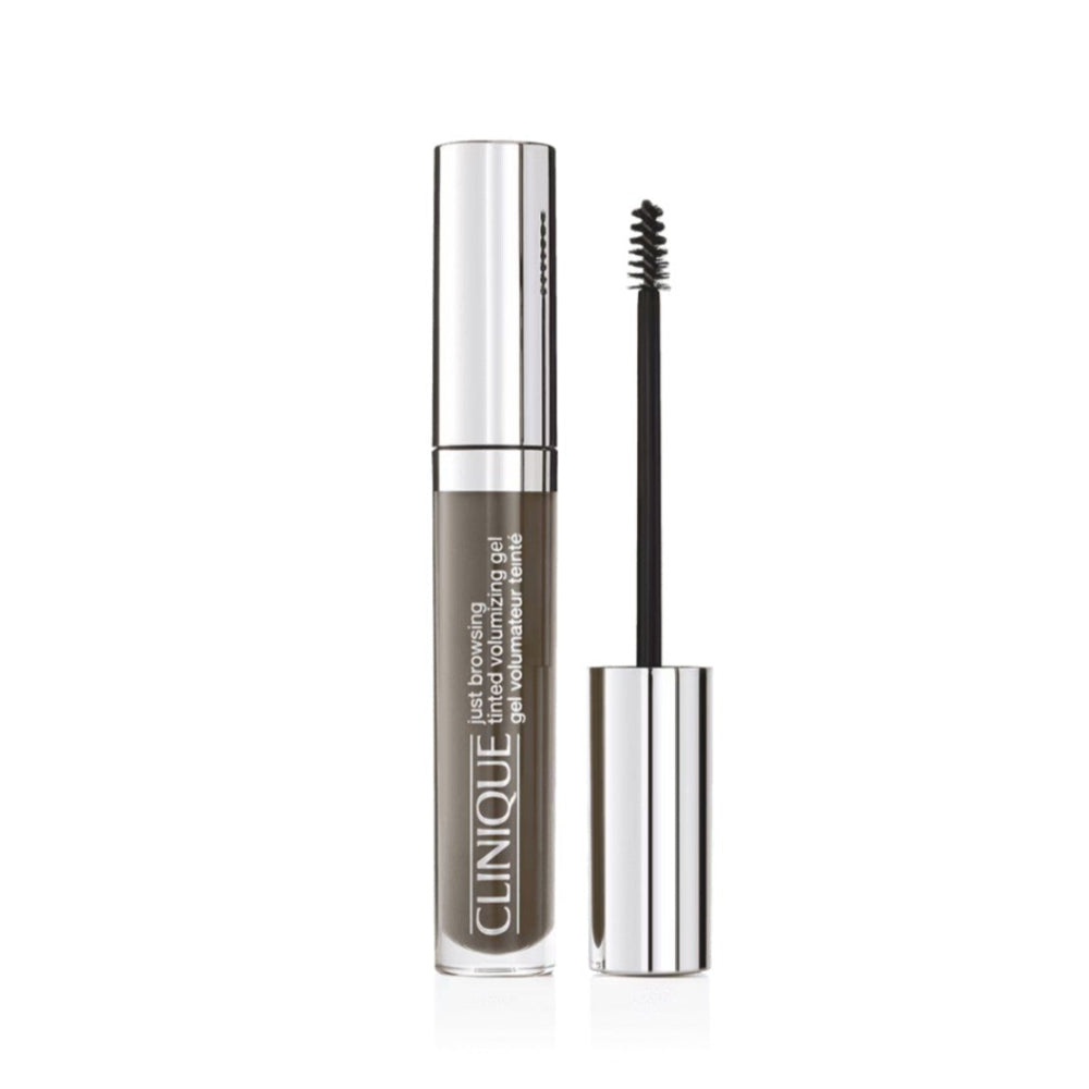 Clinique mascara with silver cap and black wand on a white background
