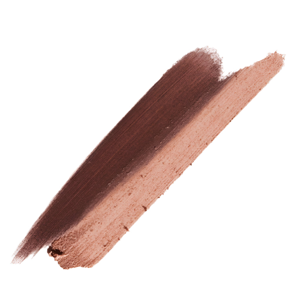 Nude-colored makeup swatch on a white background
