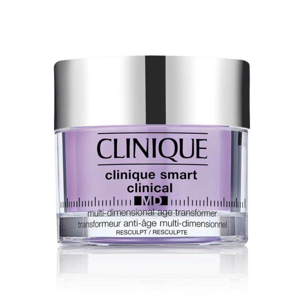 Clinique skincare product jar on a white background