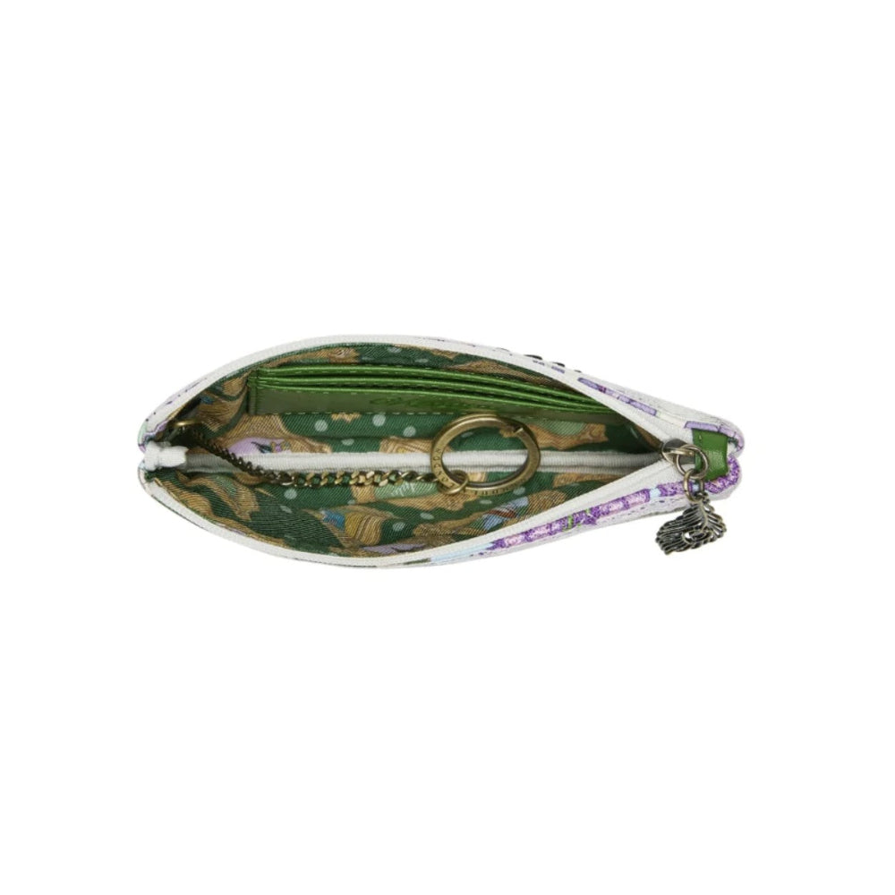 Coin purse with floral pattern on a white background