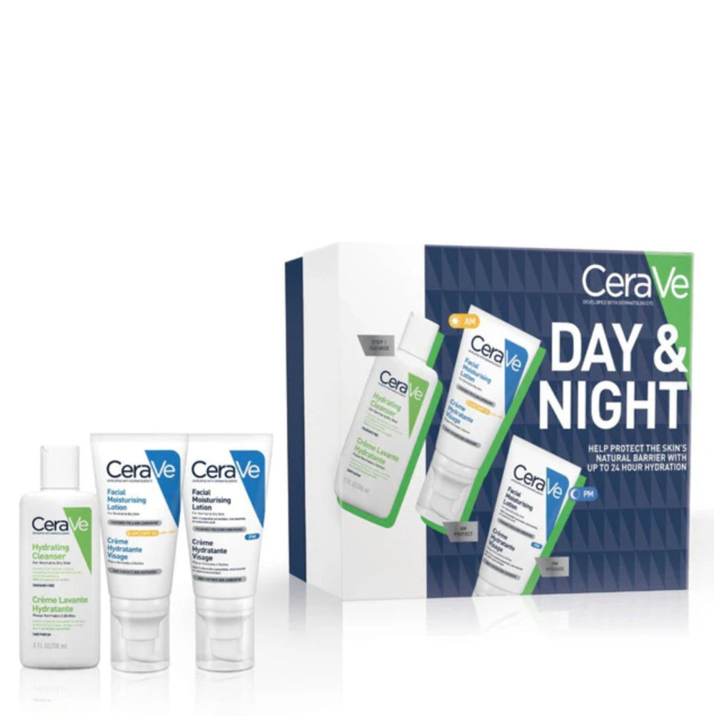 CeraVe skincare products including bottles and a box on a white background