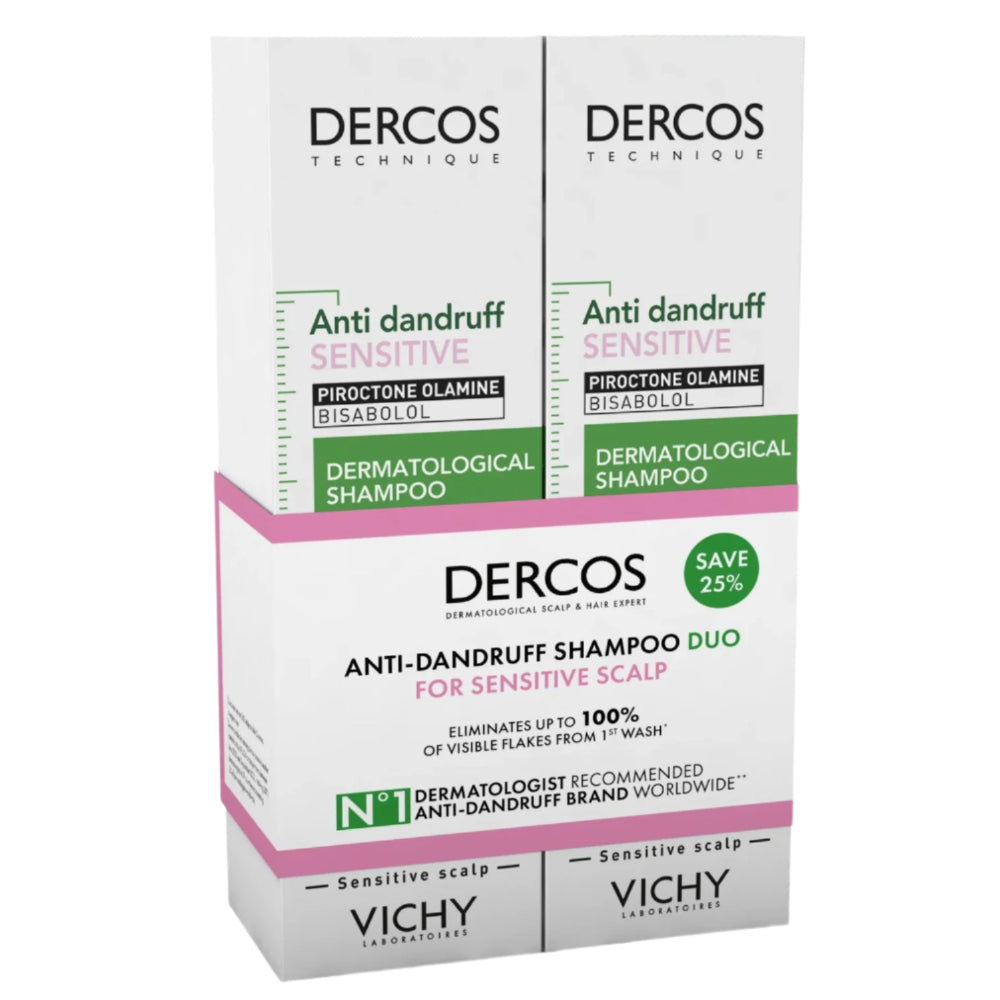 Dercos Anti-dandruff Shampoo Duo packaging on a white background