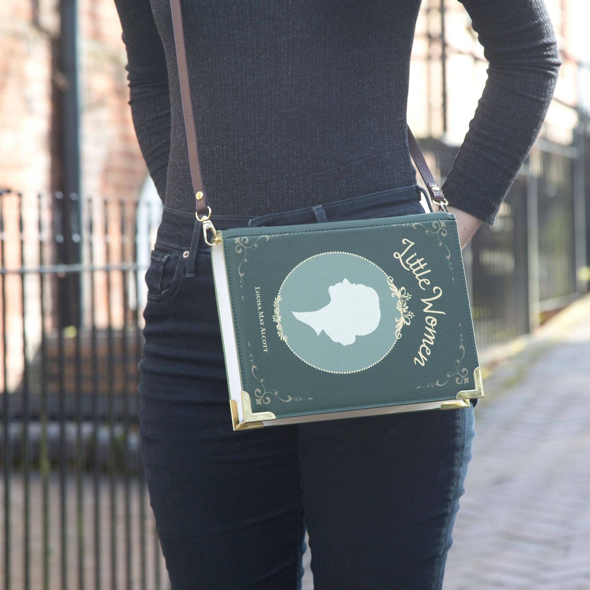 Book-shaped handbag with 'Little Women' design
