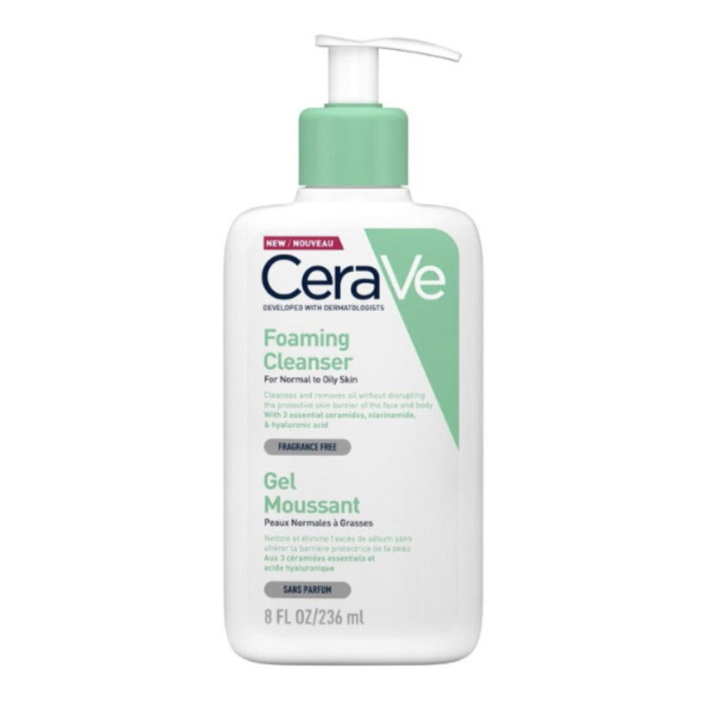 CeraVe Foaming Cleanser bottle on a white background