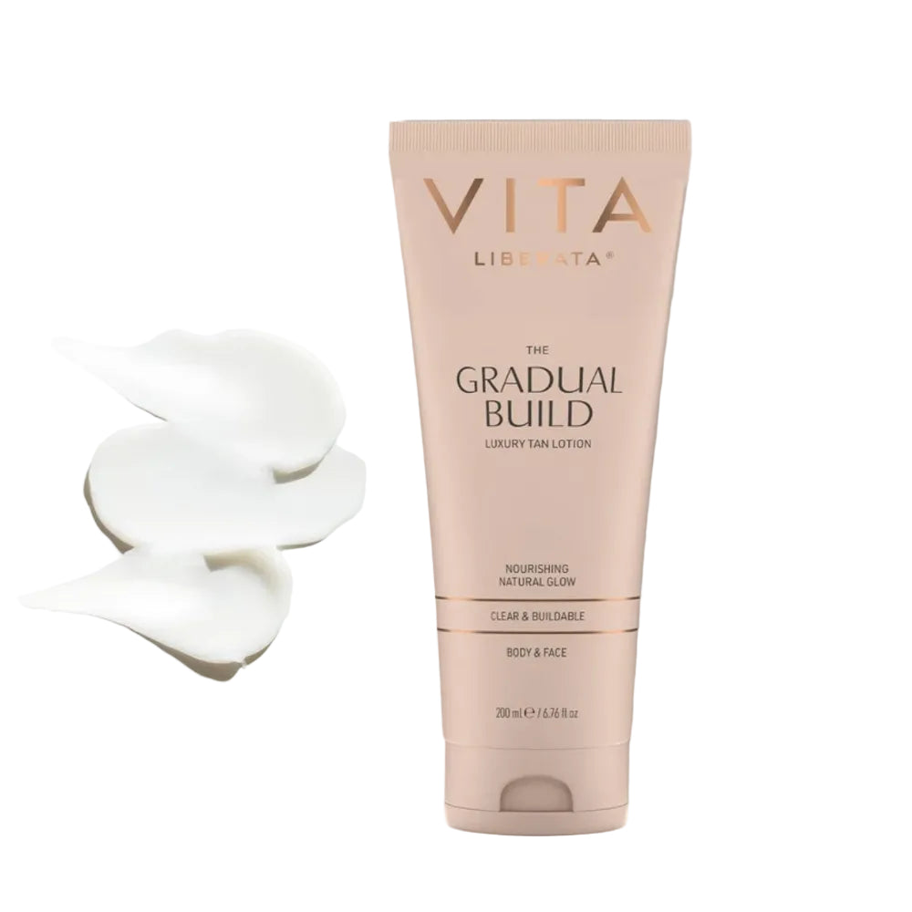Tube of Vita Liberata The Gradual Build Luxury Tan Lotion on a white background