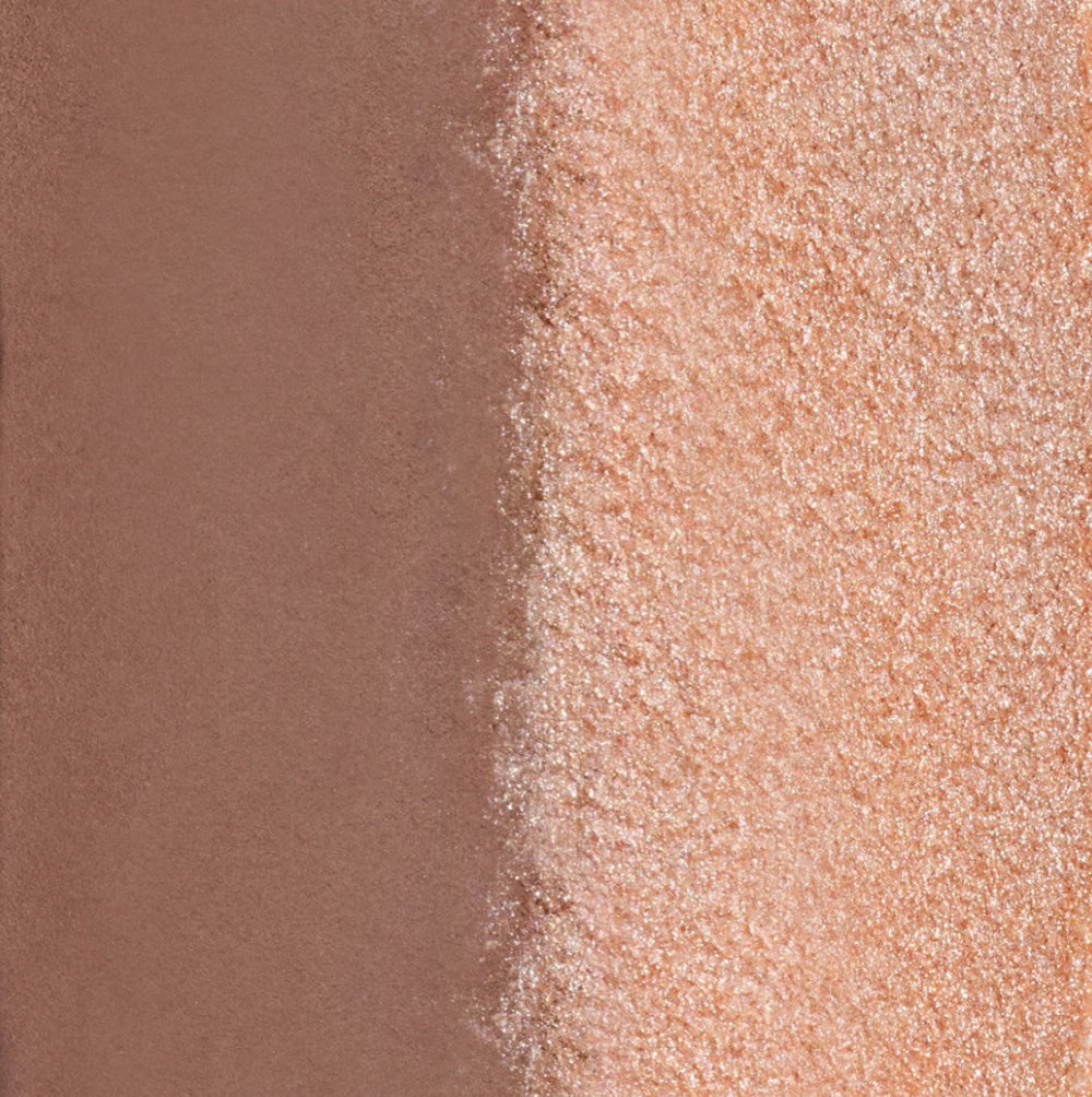 Two different shades of brown makeup powder on a textured background