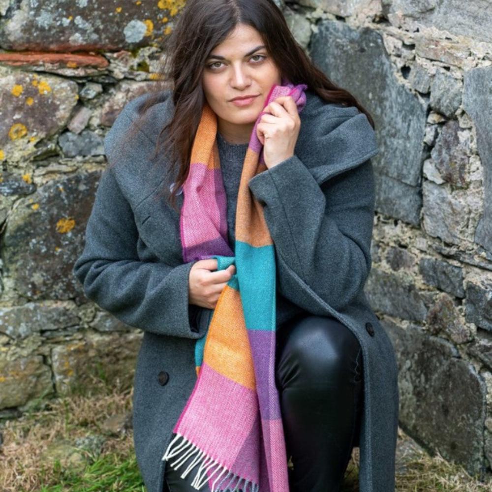 McNutt Scarf of Donegal - Hyacinth and Orange