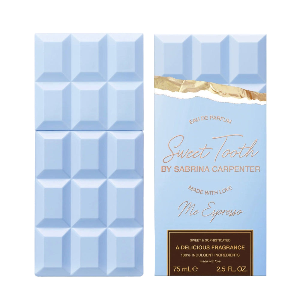 Perfume packaging with geometric design and 'Sweet Tooth' branding