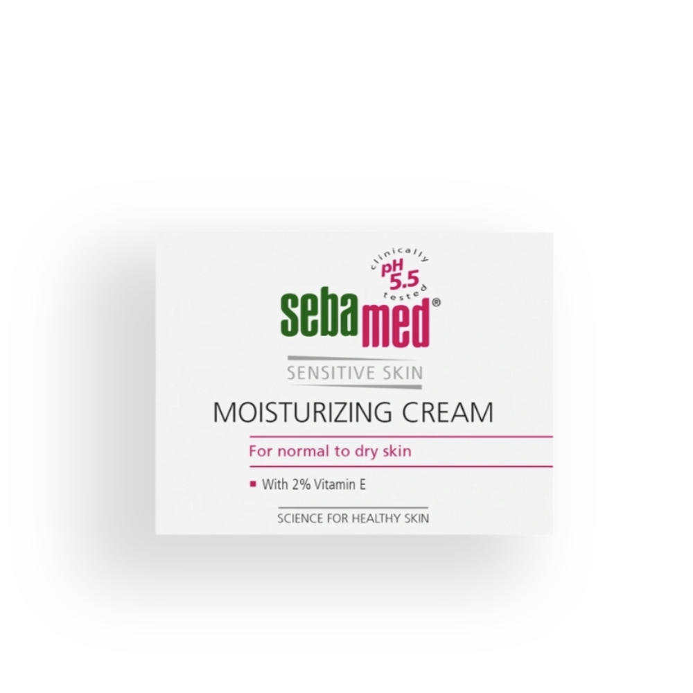 Sebamed moisturizing cream packaging on a white background