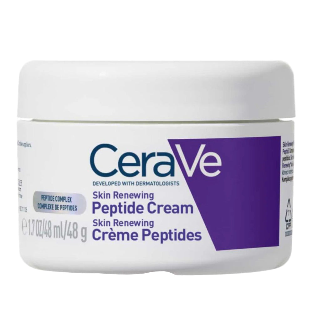CeraVe Skin Renewing Peptide Cream jar on a white background