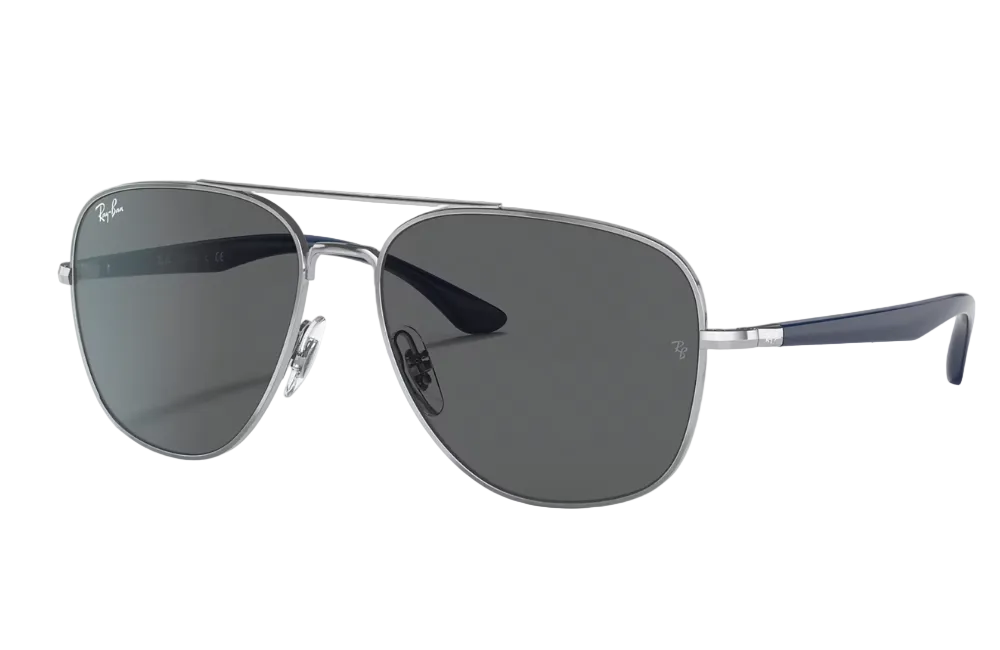 Aviator sunglasses with dark lenses on a white background
