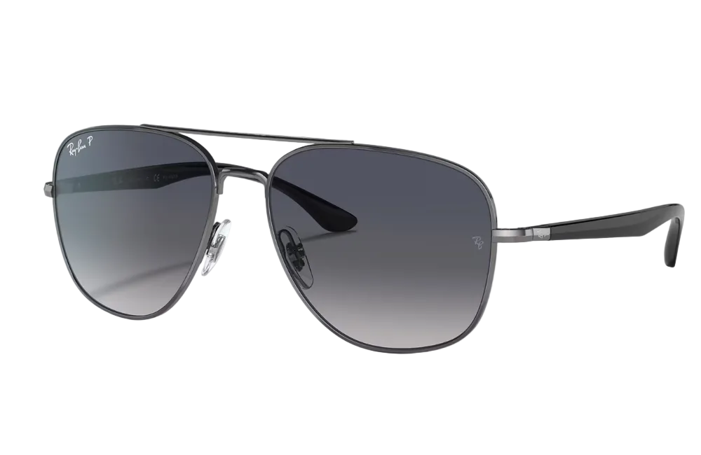 Sunglasses with gradient lenses on a light gray background