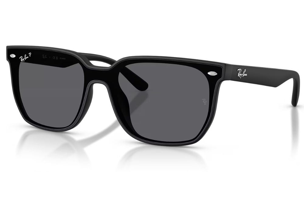 Black sunglasses with Ray-Ban logo on a white background