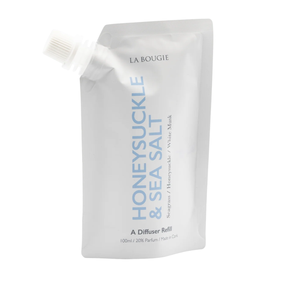 La Bougie Honeysuckle & Sea Salt diffuser refill on a white background