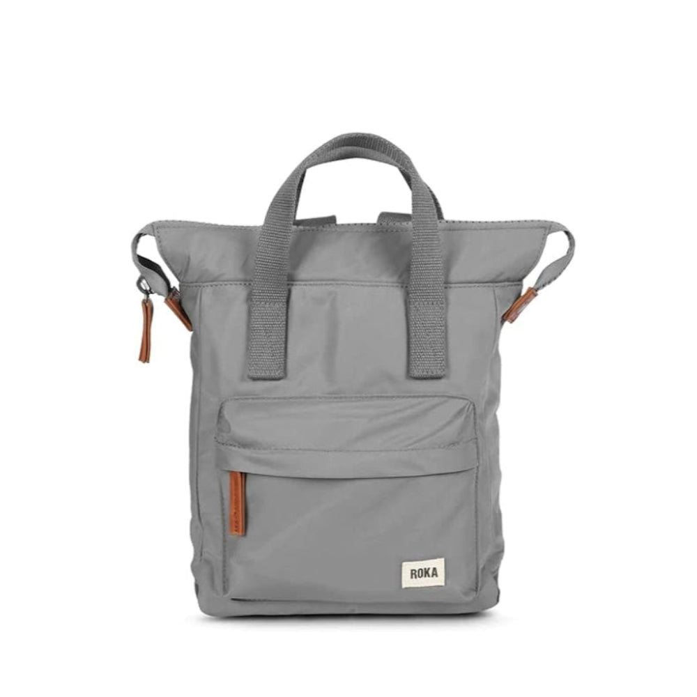 Gray backpack on a white background