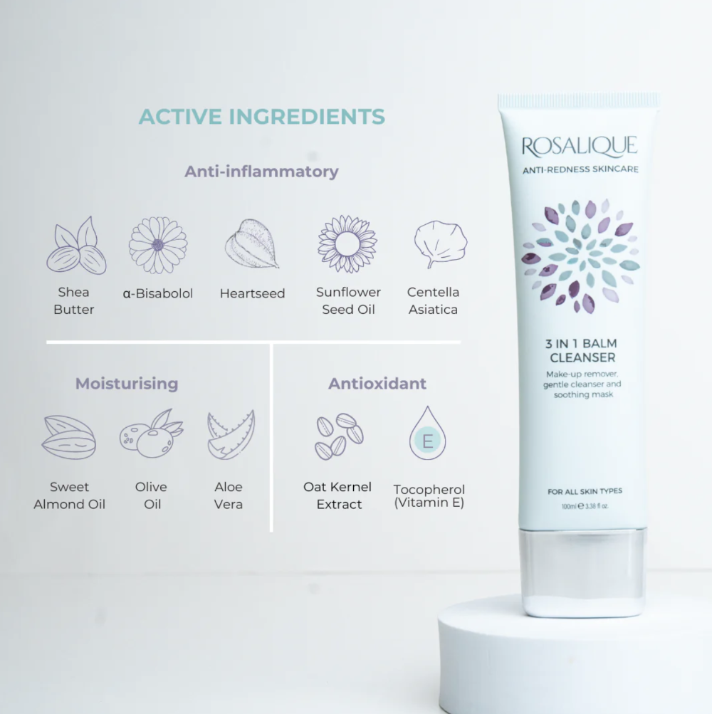 Rosalique Anti-Redness 3-in-1 Balm Cleanser 100ml