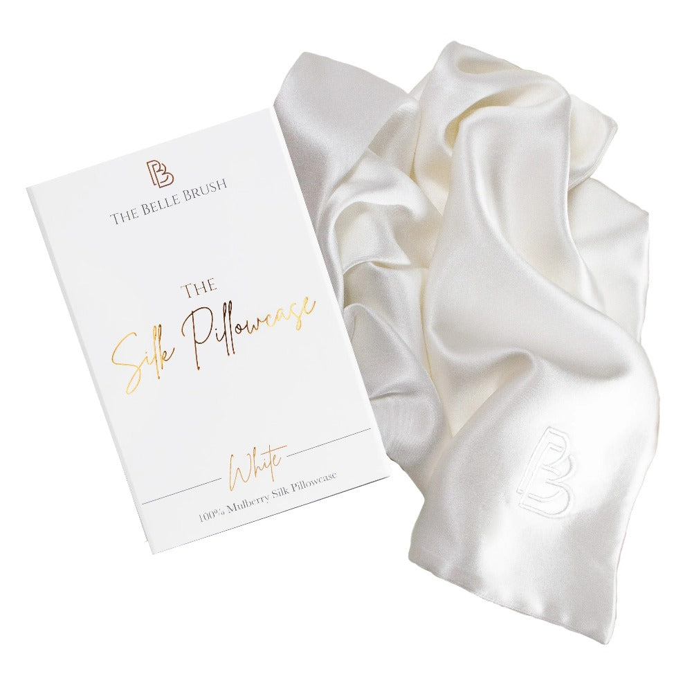 The Belle Brush - 100% Silk Pillowcase white